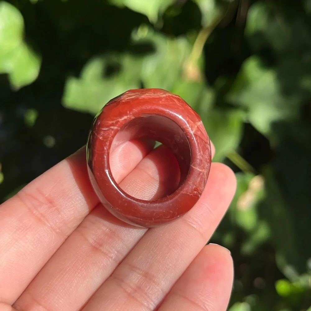 Size 9.75 Chunky faceted red jasper statement ring 0801‎